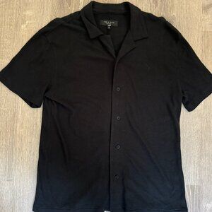 Rag & Bone Avery Knit Linen button-up shirt in black. Size L.